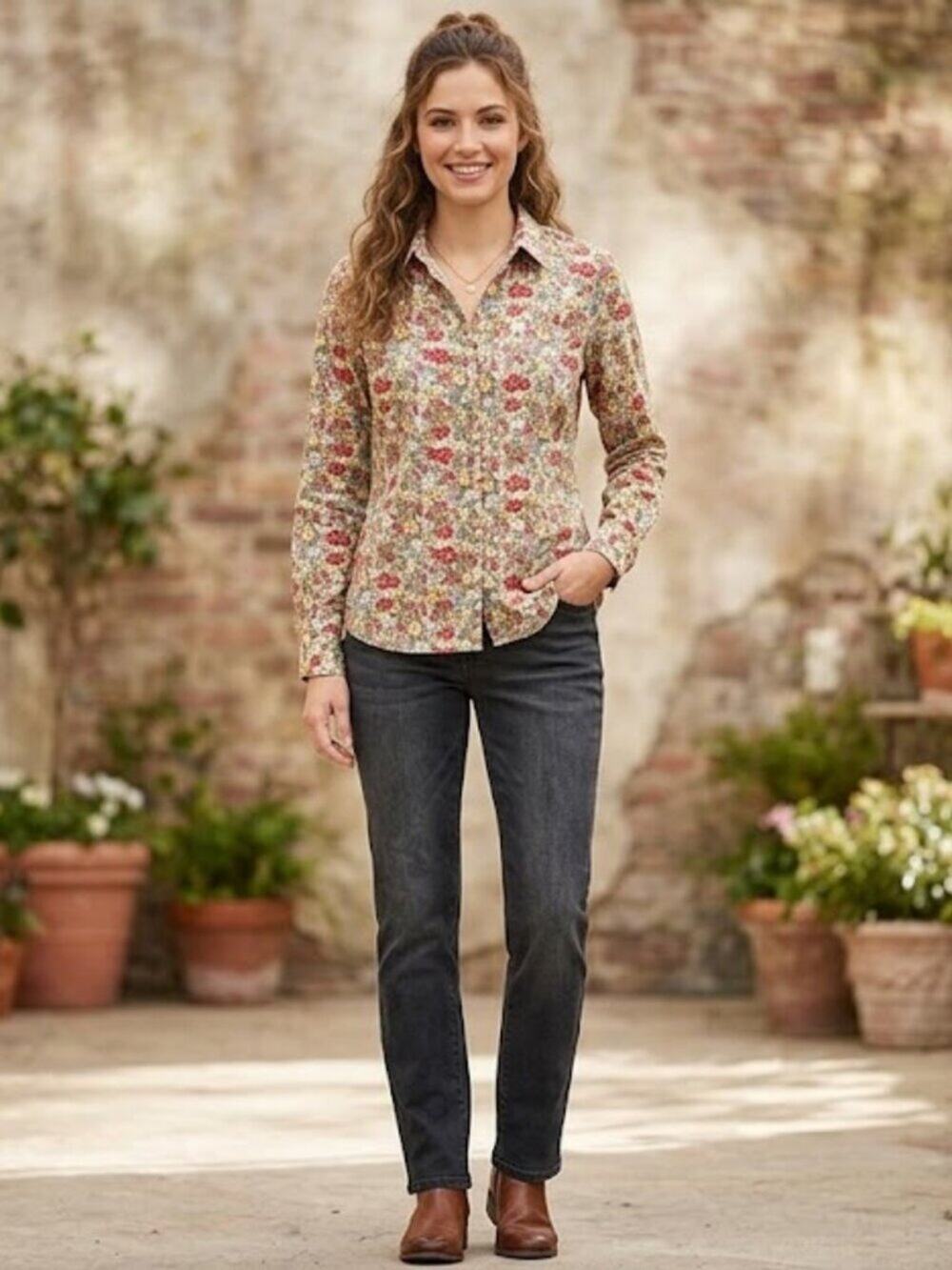 Coldwater Creek Vintage Floral Button Down Shirt Medium | Cottagecore Prairie To